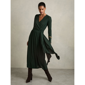 REISS MADELINE Jersey Wrap Tie Midi Dress